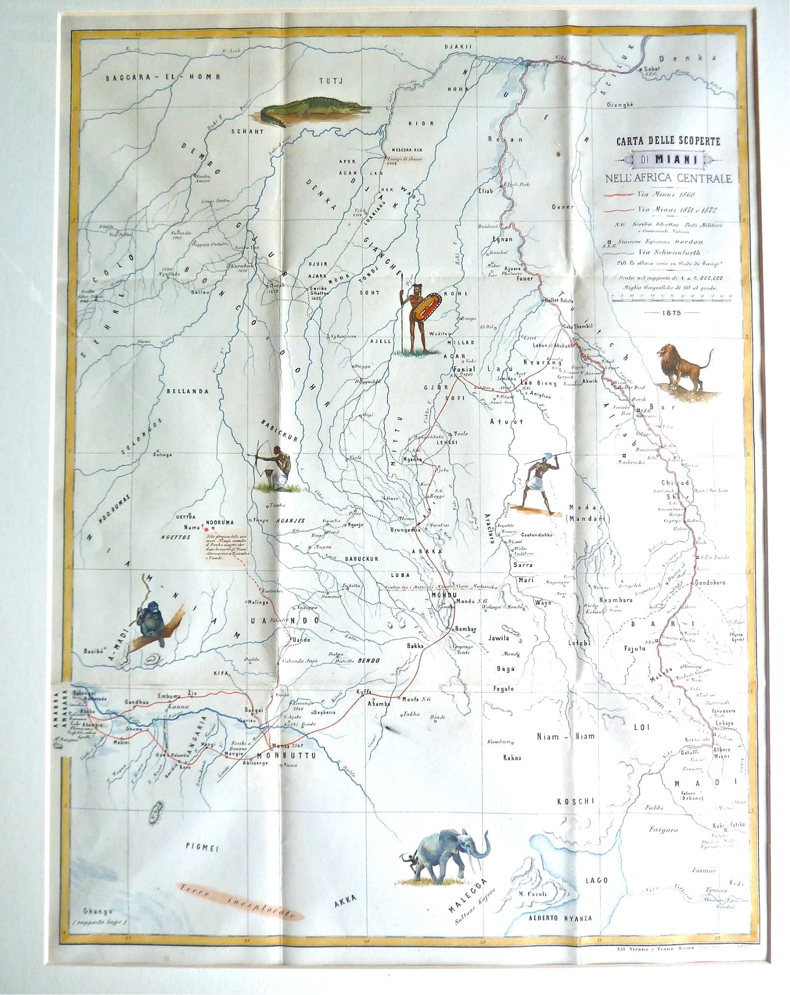 Mappa dei viaggi del Miani